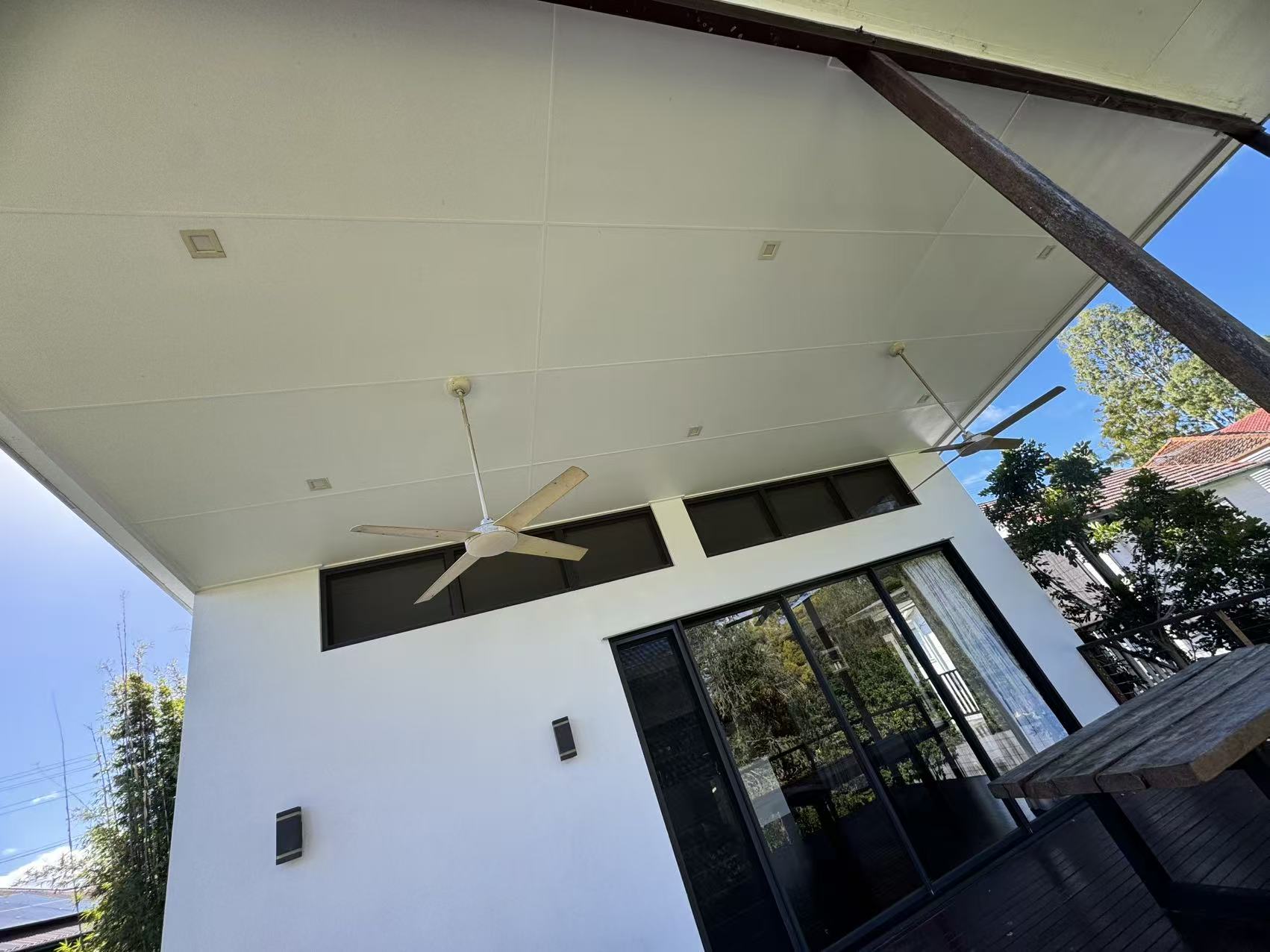 Detail of a painted verandah area on the home.